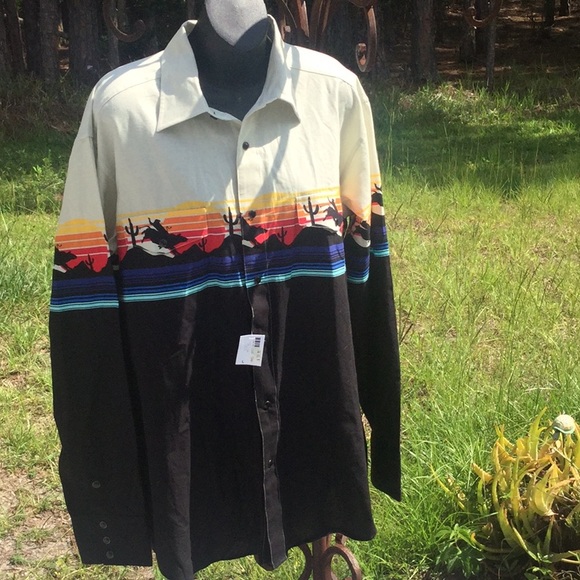 🤠 NWT Awesome Mens Unisex Fun Cowboy Style Shirt Sz Large Wardrobe Must Have🤠 - Picture 8 of 11